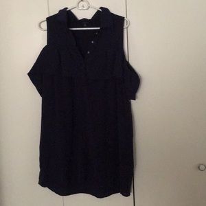 Navy blue Cold shoulder long top/ dress